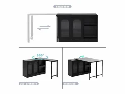 Online Mueble bar giratorio con 2 puertas de cristal - Tapa reversible - Mueble Bar