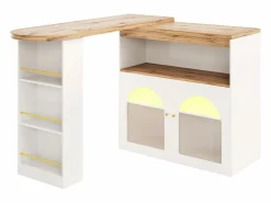 Hauss Spole Mueble bar giratorio con iluminación LED y dos puertas de cristal - y natural