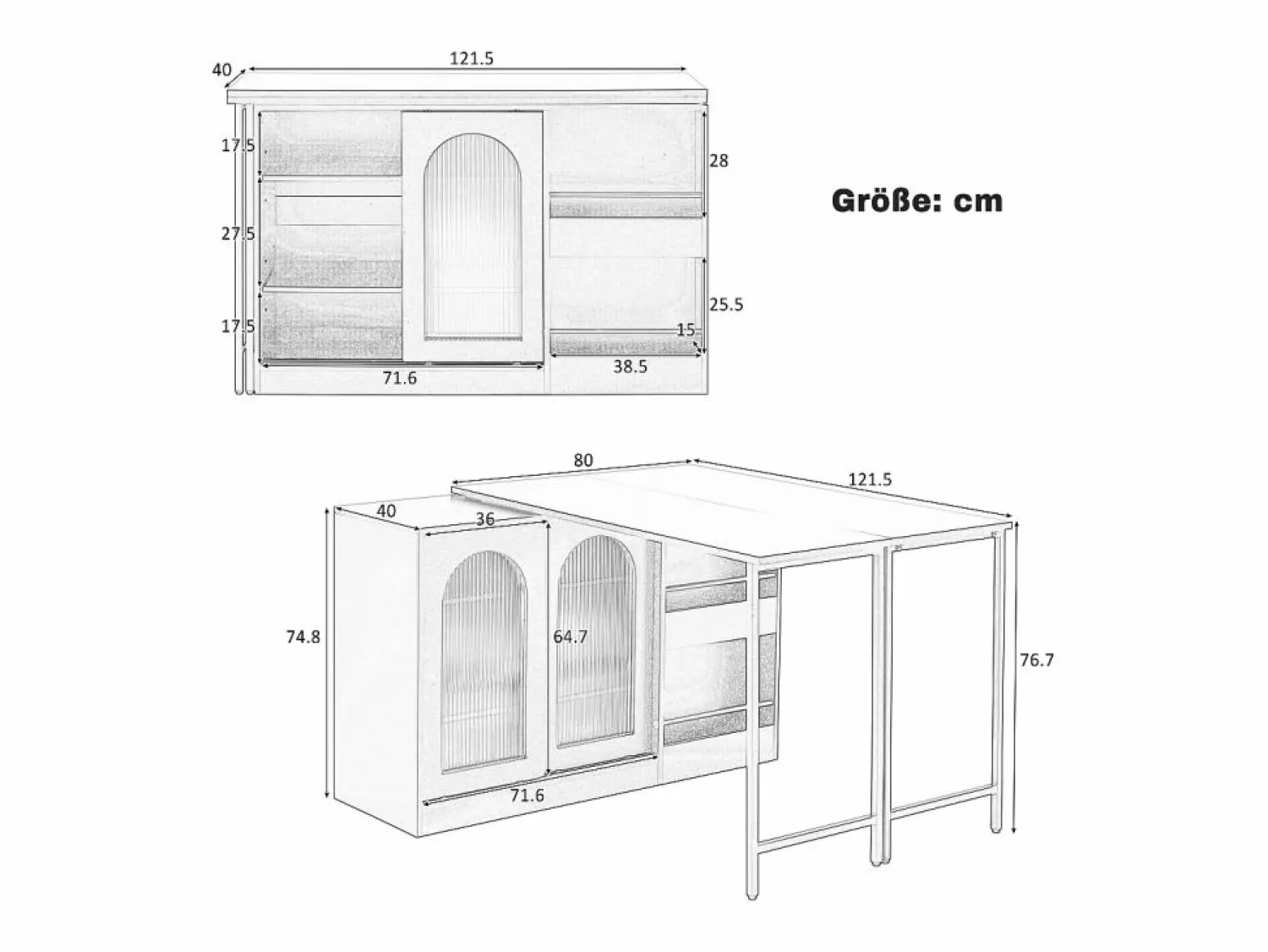 Hauss Spole Mueble bar giratorio con 2 puertas de cristal - Tapa reversible -