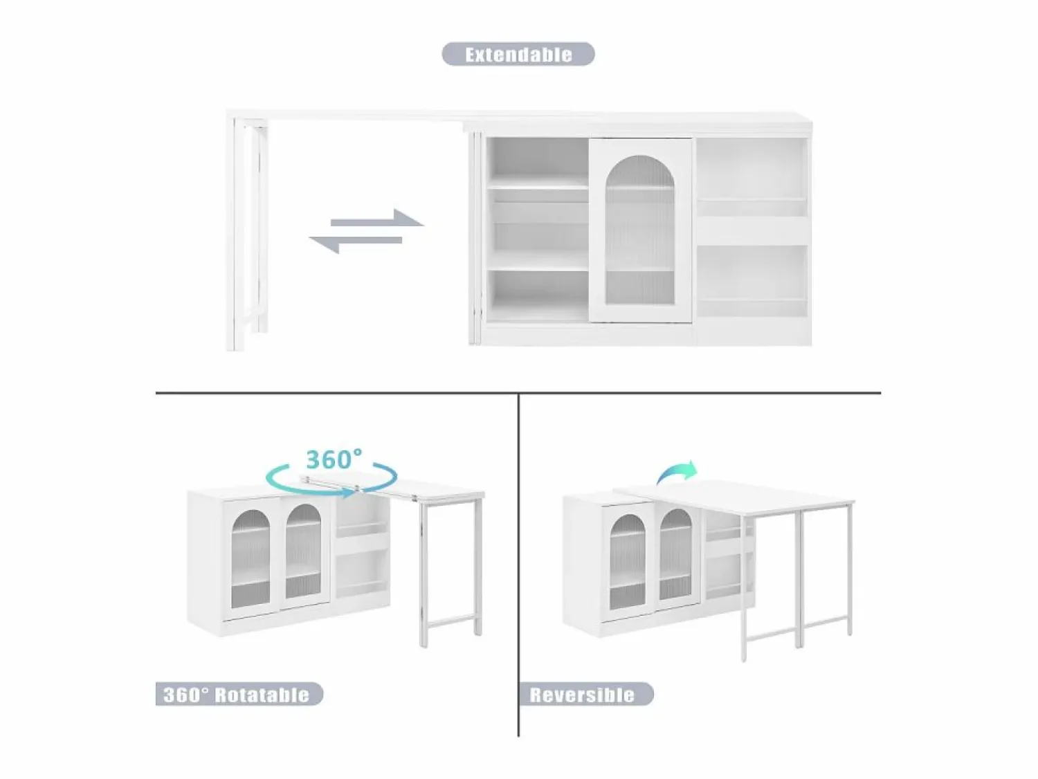 Hauss Spole Mueble bar giratorio con 2 puertas de cristal - Tapa reversible -