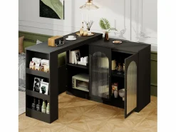 Clearance Hauss Spole Mueble bar giratorio con 3 puertas, 2 de ellas de cristal, estantes abiertos incluidos, cuerpo - 120x40x103cm Negro
