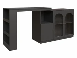 Clearance Hauss Spole Mueble bar giratorio con 3 puertas, 2 de ellas de cristal, estantes abiertos incluidos, cuerpo - 120x40x103cm Negro