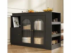 Clearance Hauss Spole Mueble bar giratorio con 3 puertas, 2 de ellas de cristal, estantes abiertos incluidos, cuerpo - 120x40x103cm Negro