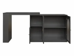 Clearance Hauss Spole Mueble bar giratorio con 3 puertas, 2 de ellas de cristal, estantes abiertos incluidos, cuerpo - 120x40x103cm Negro
