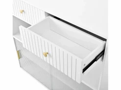 Hauss Spole Mueble bar giratorio con enchufes, iluminación LED y tablero perforado -