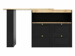 Discount Mueble bar giratorio con 4 cajones y 1 nicho, cuerpo con tapa chapada en madera - 138x39x104cm Mueble Bar