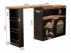 Discount Hauss Spole Mueble bar giratorio con iluminación LED y 2 puertas de cristal - y natural claro Negro