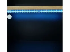 Discount Hauss Spole Mueble bar giratorio con iluminación LED y 2 puertas de cristal - y natural claro Negro