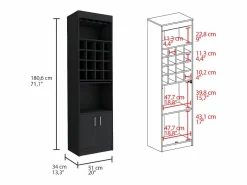 Hot TuHome Mueble Bar Kava Beijing, con mesa extensible 180.6CM A X 51CM An X 34CM P Wengue Negro