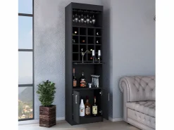 Hot TuHome Mueble Bar Kava Beijing, con mesa extensible 180.6CM A X 51CM An X 34CM P Wengue Negro