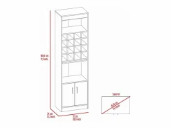 TuHome Mueble Bar kava espresso en melamina con Estante para Copas y Gabinete Inferior , 180.6 cm X 51 cm X 34 cm ,