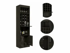 TuHome Mueble Bar kava espresso en melamina con Estante para Copas y Gabinete Inferior , 180.6 cm X 51 cm X 34 cm ,
