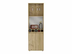 TuHome Mueble Bar Prana en melamina con 4 estantes , 2 puertas , 4 portabotellas y 6 portacopas , , 180 cm X 58.4 cm X 37 cm Beige