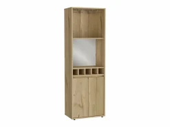 TuHome Mueble Bar Prana en melamina con 4 estantes , 2 puertas , 4 portabotellas y 6 portacopas , , 180 cm X 58.4 cm X 37 cm Beige