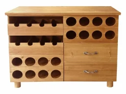 Online OZAIA Mueble botellero, armario para vino de madera, L.90 x P. 32 x A. 69 cm, Natural - RIOJA Color natural claro