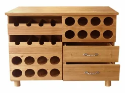 Online OZAIA Mueble botellero, armario para vino de madera, L.90 x P. 32 x A. 69 cm, Natural - RIOJA Color natural claro