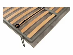 Clearance Les Tendances Mueble cama 140x190 cm con sofá y columna contenedor de madera de nogal Kanto-Color Microfibra 38 Marru00f3n