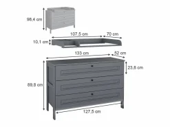 Vicco Mueble cambiador 133x70x98.4 ajaton