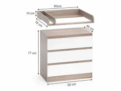 Online Mueble cambiador sonoma/blanco 80x76x87 emma Mueble De Bebé