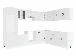 vidaxl Mueble cocina Kalmar brillo 14 pzas madera contrachapada