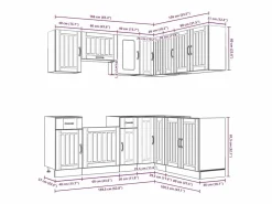 Sale vidaxl Mueble cocina Kalmar brillo 11 pzas madera contrachapada Blanco