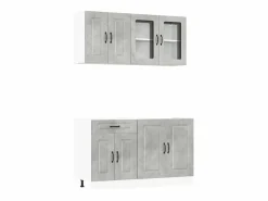 Outlet vidaxl Mueble cocina Kalmar hormigón 4 pzas madera contrachapada Gris