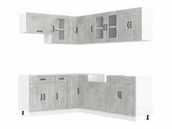 Best vidaxl Mueble cocina Kalmar hormigón 11 pzas madera contrachapada Gris