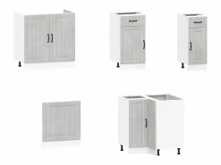 vidaxl Mueble cocina Kalmar hormigón 11 pzas madera contrachapada