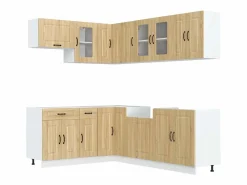 vidaxl Mueble cocina Kalmar roble sonoma 11 pzas madera contrachapada