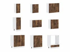 Hot Mueble cocina Kalmar roble ahumado 14 pzas madera contrachapada Cocina Completa
