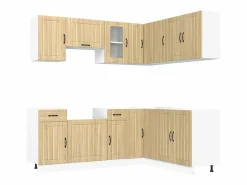 Online vidaxl Mueble cocina Kalmar roble sonoma 11 pzas madera contrachapada Color natural claro