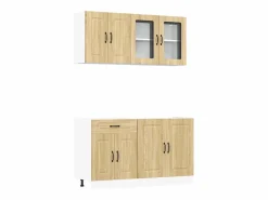 Best vidaxl Mueble cocina Kalmar roble sonoma 4 pzas madera contrachapada Marru00f3n