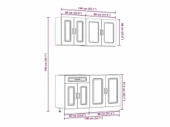 Best vidaxl Mueble cocina Kalmar roble sonoma 4 pzas madera contrachapada Marru00f3n