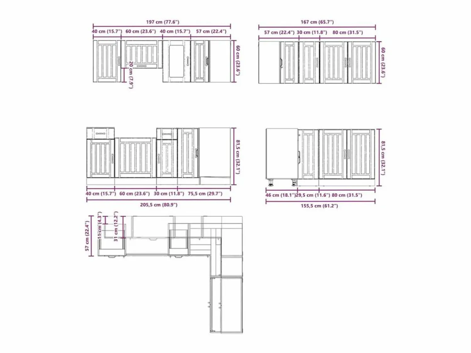 vidaxl Mueble cocina Kalmar sonoma 11 pzas madera contrachapada