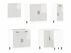 vidaxl Mueble cocina Lucca brillo 11 pzas madera contrachapada Blanco