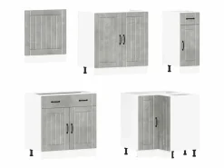 Discount vidaxl Mueble cocina Lucca hormigón 11 pzas madera contrachapada Gris