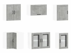 Discount vidaxl Mueble cocina Lucca hormigón 11 pzas madera contrachapada Gris