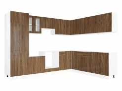 New Mueble cocina Porto roble marrón 14 pzas madera contrachapada Cocina Completa