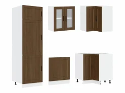 New Mueble cocina Porto roble marrón 14 pzas madera contrachapada Cocina Completa