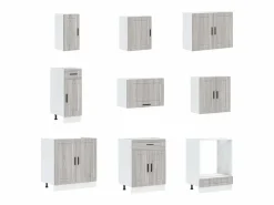 Online vidaxl Mueble cocina Porto sonoma 14 pzas madera contrachapada Gris