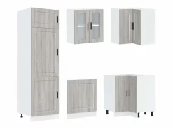 Online vidaxl Mueble cocina Porto sonoma 14 pzas madera contrachapada Gris