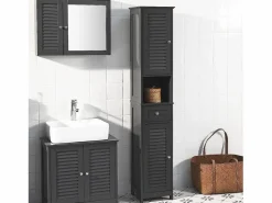 Hot Mueble Columna de baño, Armario Baño Alto Estanterías de Baño-2 Puertas y 1 Cajón 32 x 30 x 170 cm FRG236-DG ES Columna De Baño