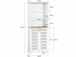 Sobuy Mueble Columna de baño Armario para baño con 5 Estantes Estanterías de baño Medidas: 60x30x160cm BZR44-W ES