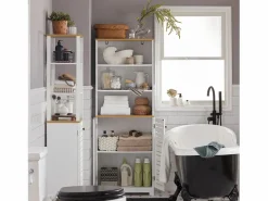 Sobuy Mueble Columna de baño Armario para baño con 5 Estantes Estanterías de baño Medidas: 60x30x160cm BZR44-W ES