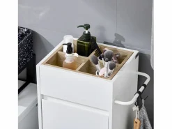Hot Sobuy Mueble Columna de Baño con 1 Compartimento Armario Alto BZR159-W ES Blanco