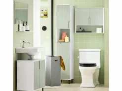 Hot Mueble Columna de Baño con 1 Cesto para Ropa Sucia Armario Alto para de Baño BZR137-GR SoBuy ES Cesto De Ropa