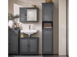 Sobuy Mueble Columna de Baño con 1 Cesto para Ropa Sucia Armario Alto para Baño con 1 Puerta y 3 Estantes 40 x 38 x 170 cm BZR124-DG ES Gris