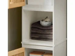 Discount Sobuy Mueble Columna de Baño con 1 Compartimiento Armario Alto para Baño Estanterías de Baño con 2 Puertas y 5 Estantes 33 x 33 x 165 cm BZR127-W ES Blanco