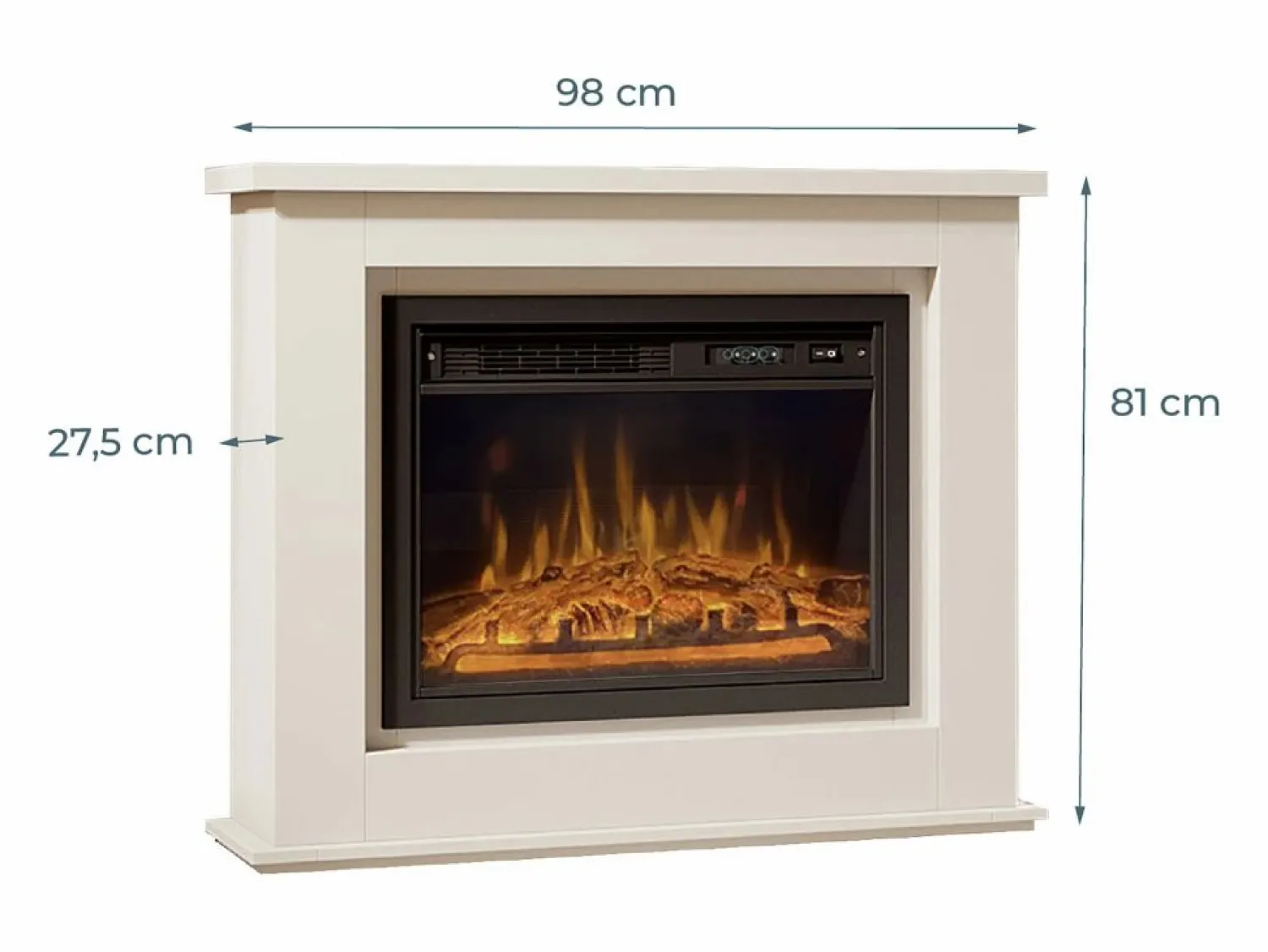 Sale MB Muebles Bonitos Mueble con chimenea para Salón comedor en 98x27,5x81cm Alaska Blanco