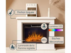 Sale MB Muebles Bonitos Mueble con chimenea para Salón comedor en 98x27,5x81cm Alaska Blanco